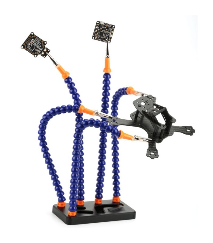 Supporto Terza Mano a 5 bracci flessibili e base in alluminio CNC rettangolare