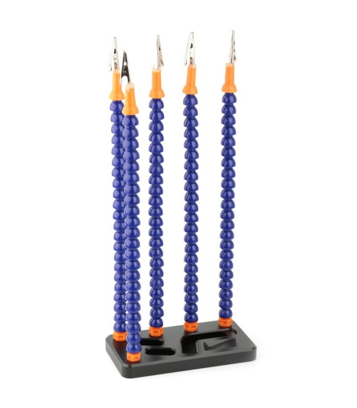 Supporto Terza Mano a 5 bracci flessibili e base in alluminio CNC rettangolare