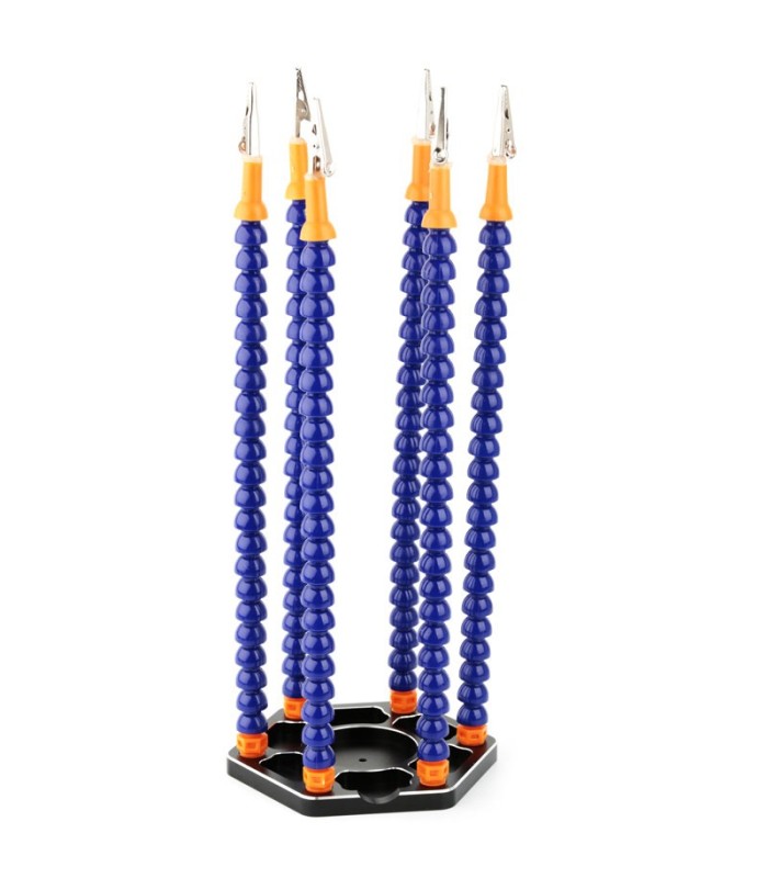 Supporto Terza Mano a 6 bracci flessibili e base in alluminio CNC