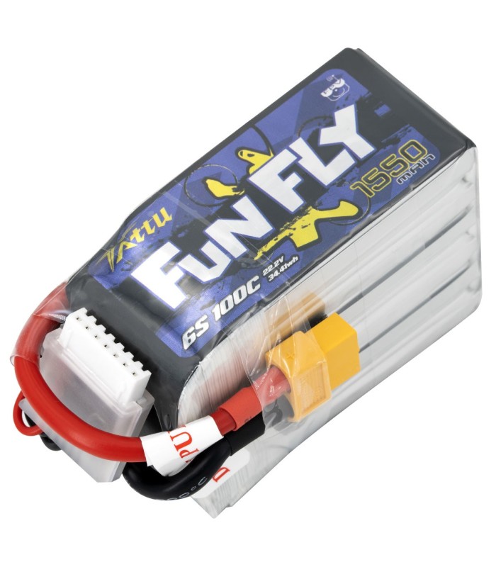 6S-1550mAh-100C - Tattu FunFly Lipo Battery Pack - 22.2V-XT60