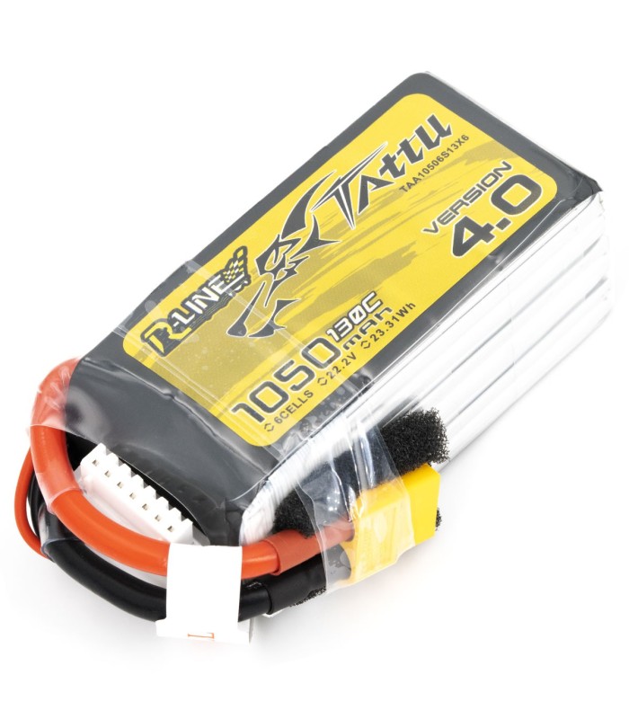 6S-1050mAh-130C - Tattu R-Line V4.0 Lipo Battery Pack - 22.2V - XT60