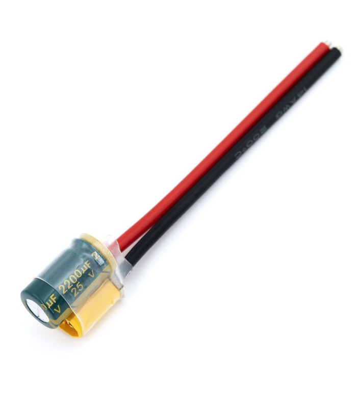 XT60-AWG 14-Condensatore 25V 2200uF - Connettore maschio-cavo in silicone
