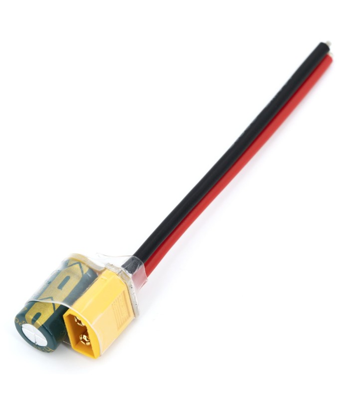 XT60-AWG 14-Condensatore 25V 2200uF - Connettore maschio-cavo in silicone