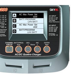 SkyRC Q200-4 uscite LiPo-LiHV-Carica Batterie-AC-DC Balance Charger Discharger