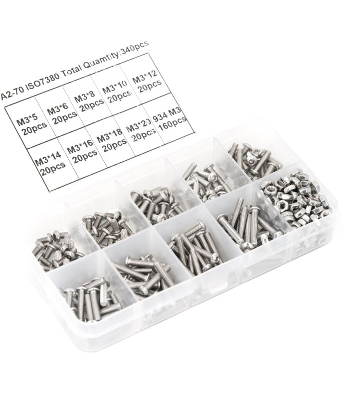 M3-340 pezzi-KIT viti in acciaio inox - Varia lunghezza