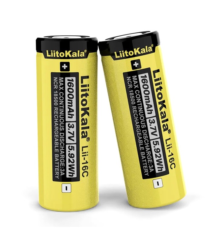 LiitoKala Lii-16C - 18500-3.7V-1600mAh - 3A - Li-Ion-Ricaricabile