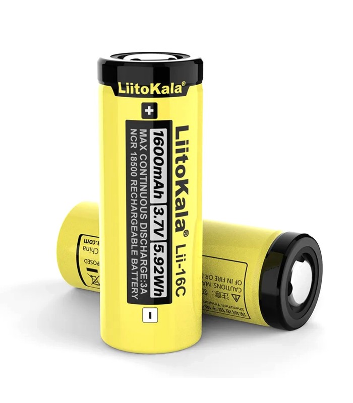 LiitoKala Lii-16C - 18500-3.7V-1600mAh - 3A - Li-Ion-Ricaricabile